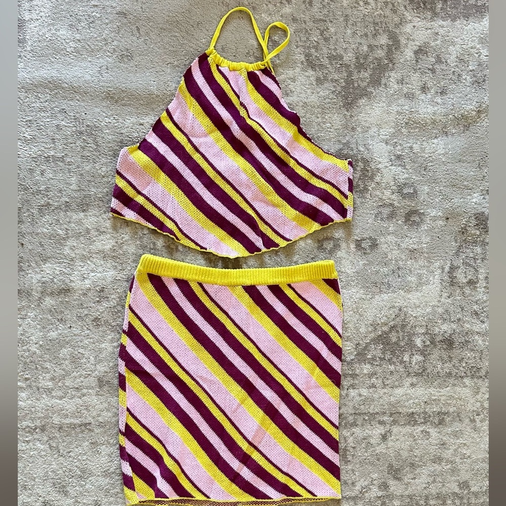 Reclaimed Vintage Knit in Yellow and Burgundy